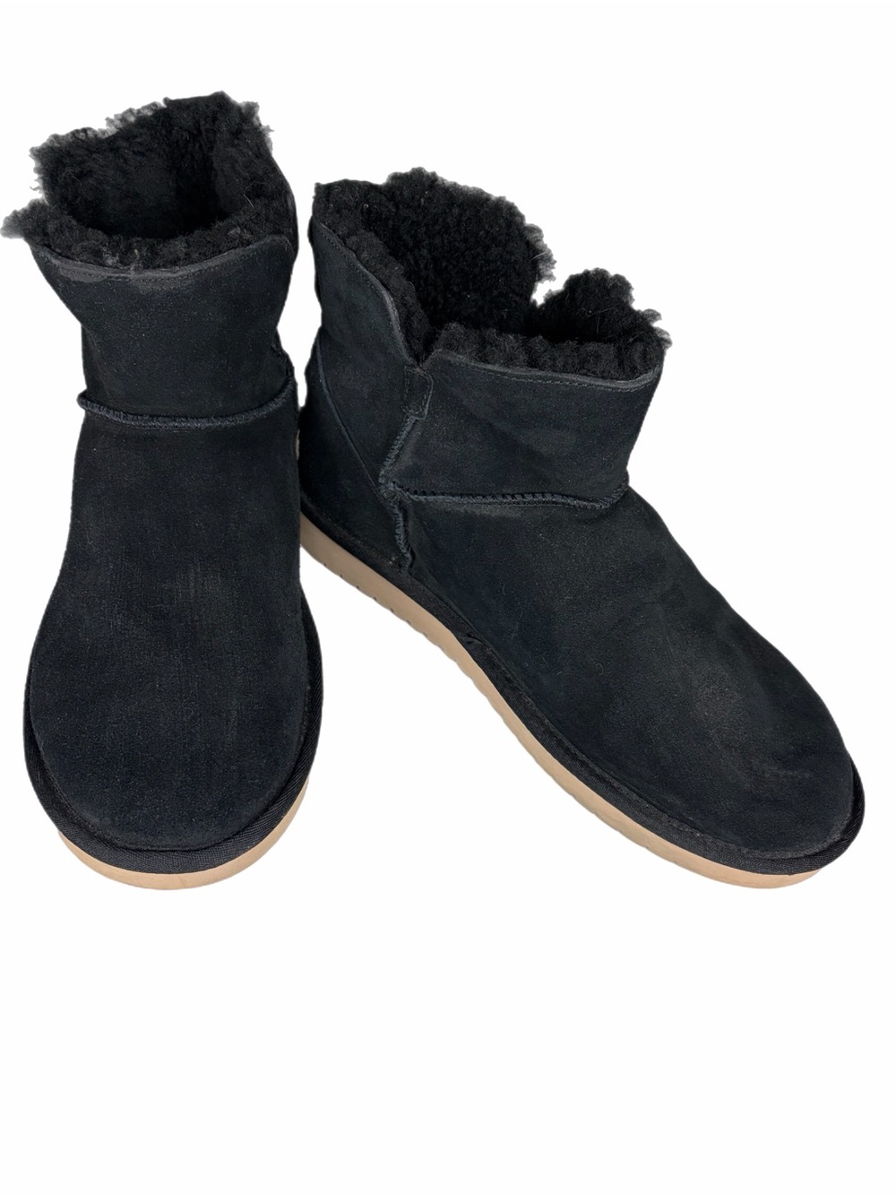 KOOLABURRA by UGG Black Victoria Mini Short Suede Shearling Ankle Boots Size 11